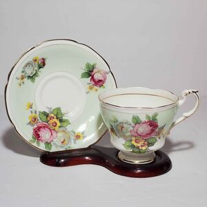 Paragon Teacup and Saucer Pink White Yellow Flowers Vintage